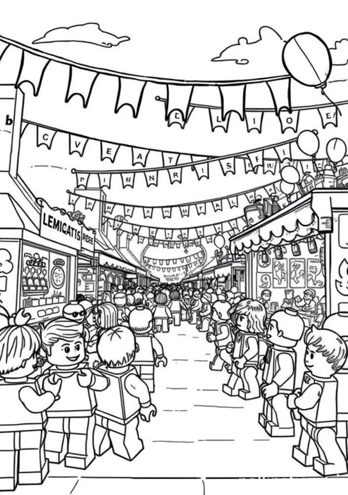 Desenho de um Festival LEGO para colorir