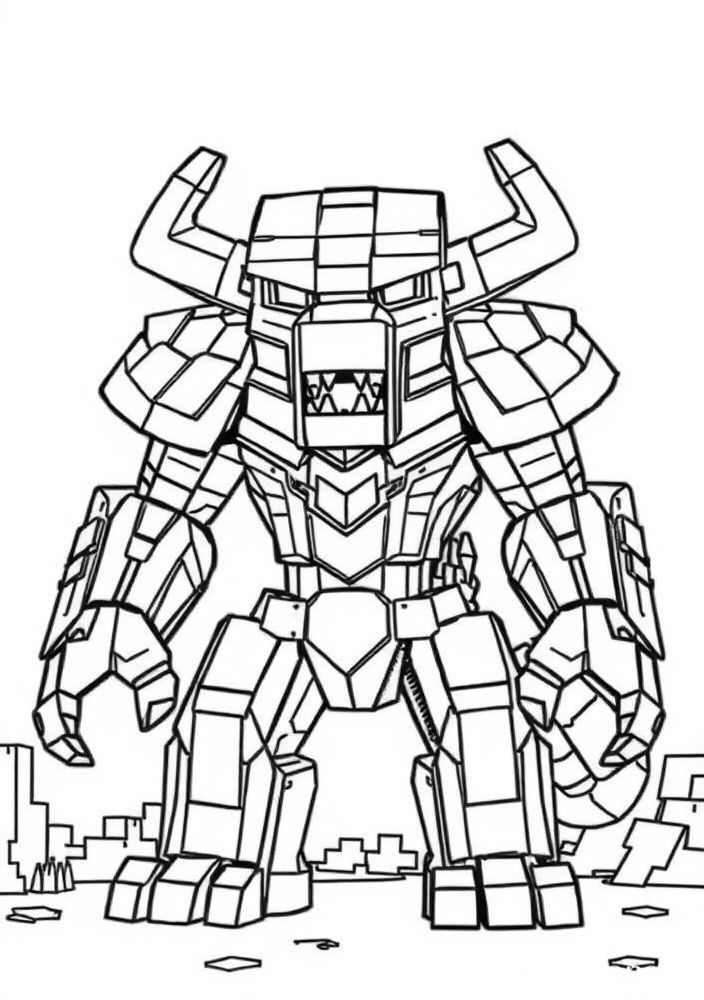 Desenho de um Golem de Ferro do Minecraft para colorir