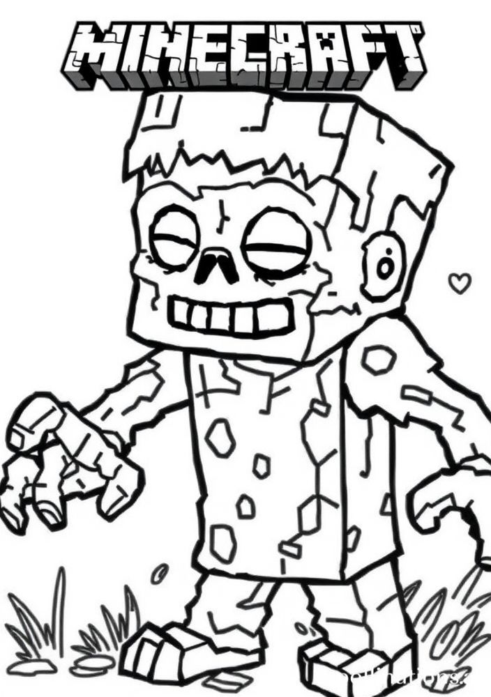 Desenho de um Zumbi do Minecraft para colorir