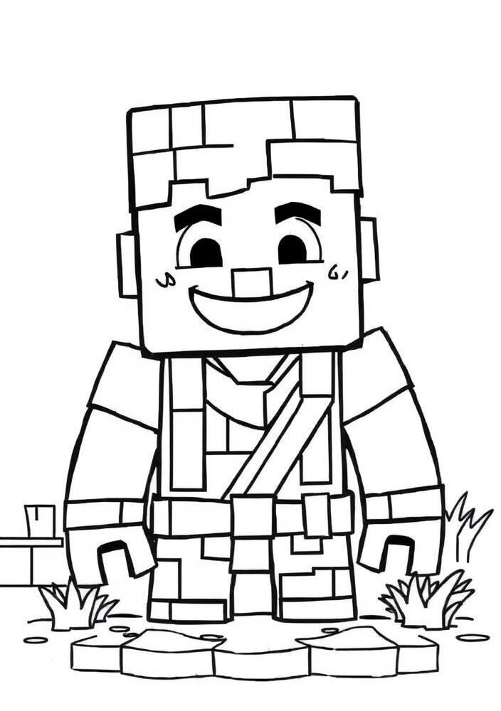 Desenho de um aldeão do Minecraft para colorir