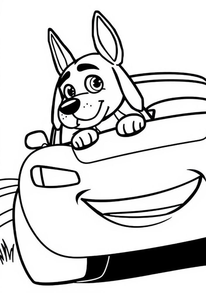 Desenho de um cachorro de carro de 'Carros' para colorir
