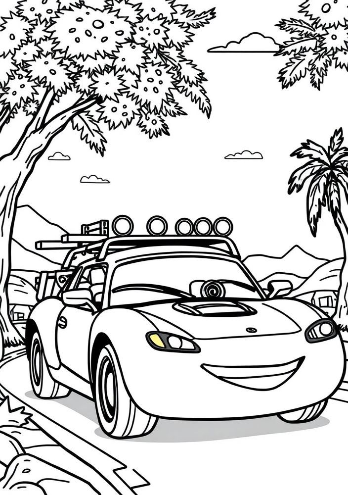 Desenho de um carro de turismo de 'Carros' para colorir