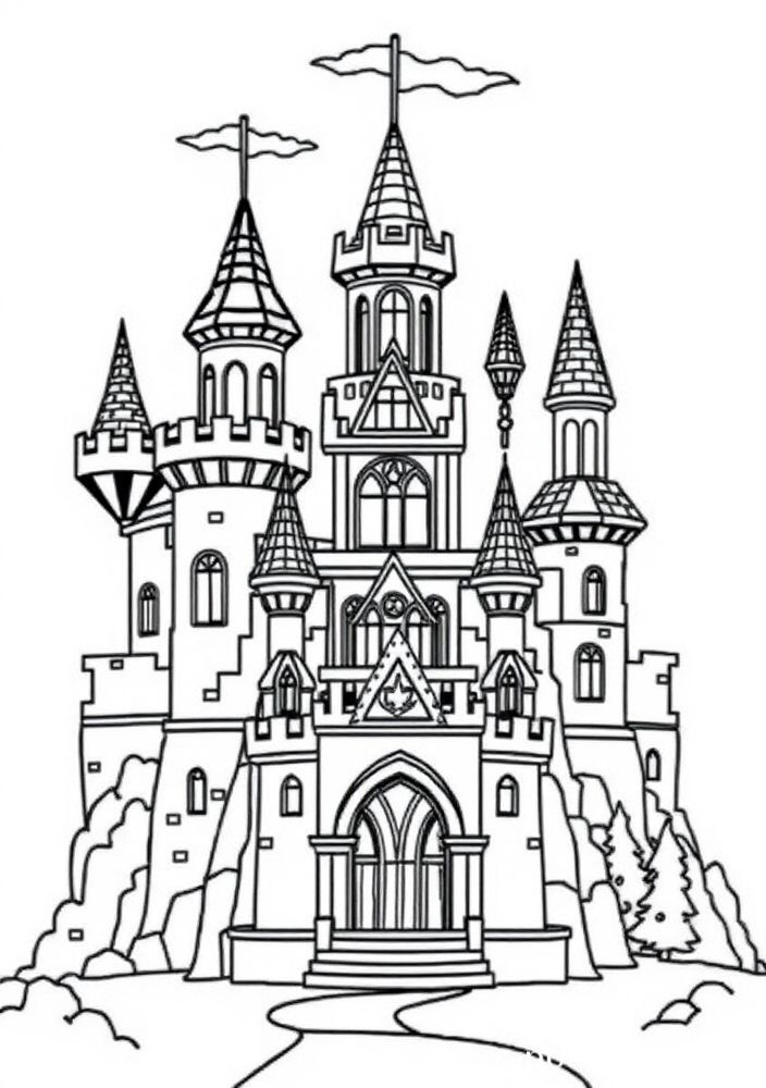 Desenho de um castelo no Roblox para colorir