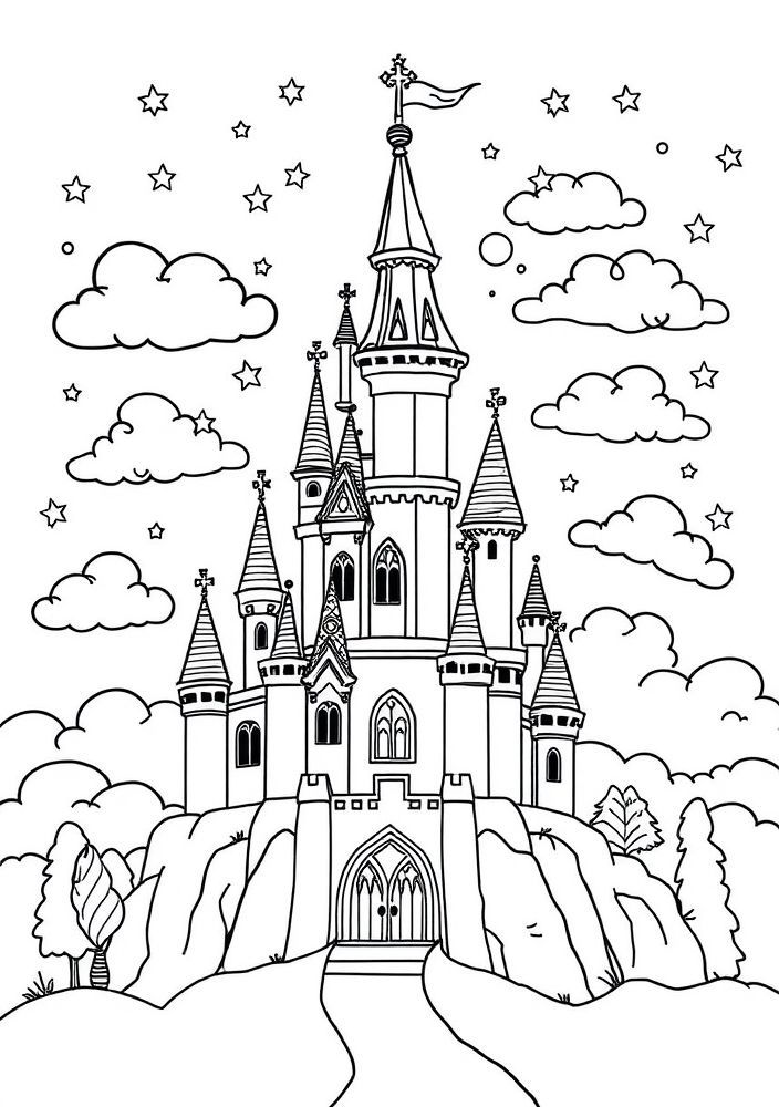 Desenho de um castelo para colorir