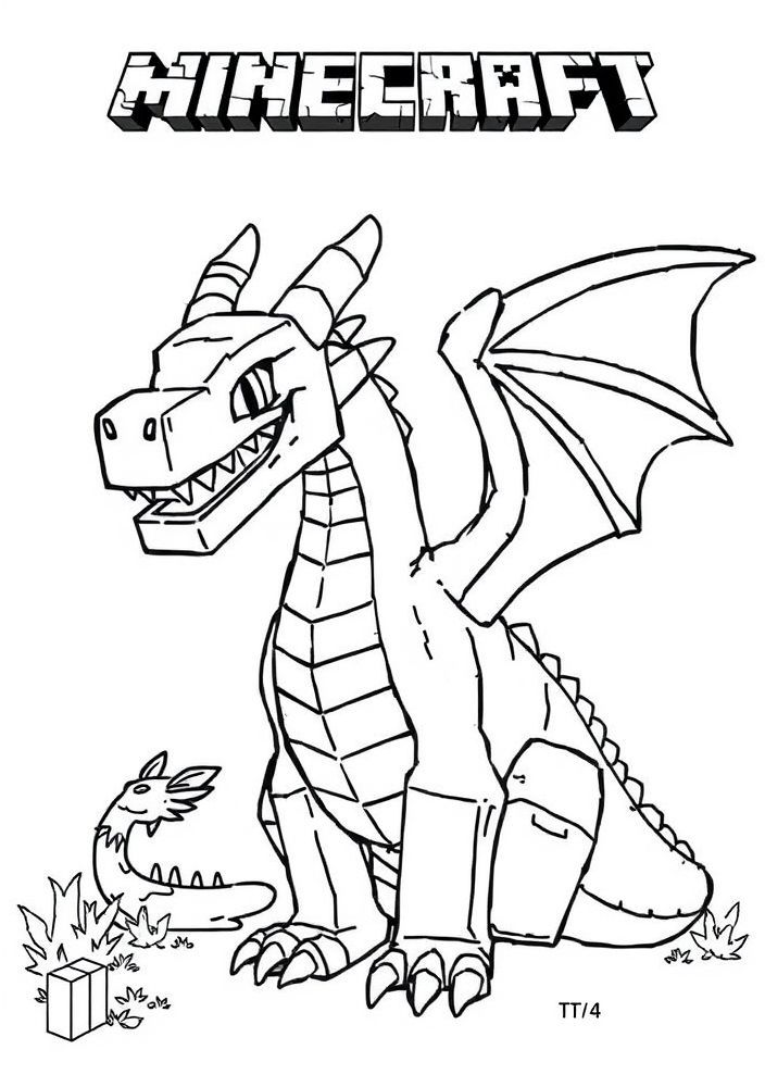 Desenho de um dragão do Minecraft para colorir