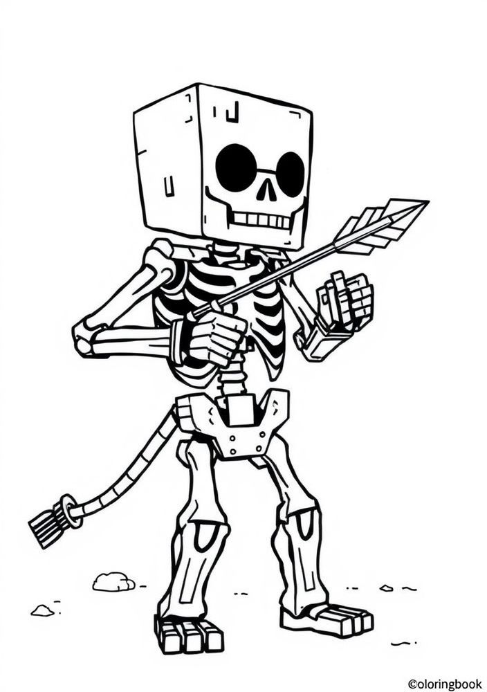 Desenho de um esqueleto do Minecraft para colorir