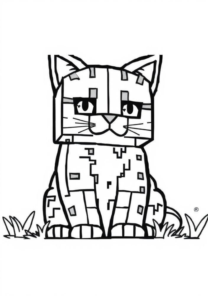 Desenho de um gato do Minecraft para colorir