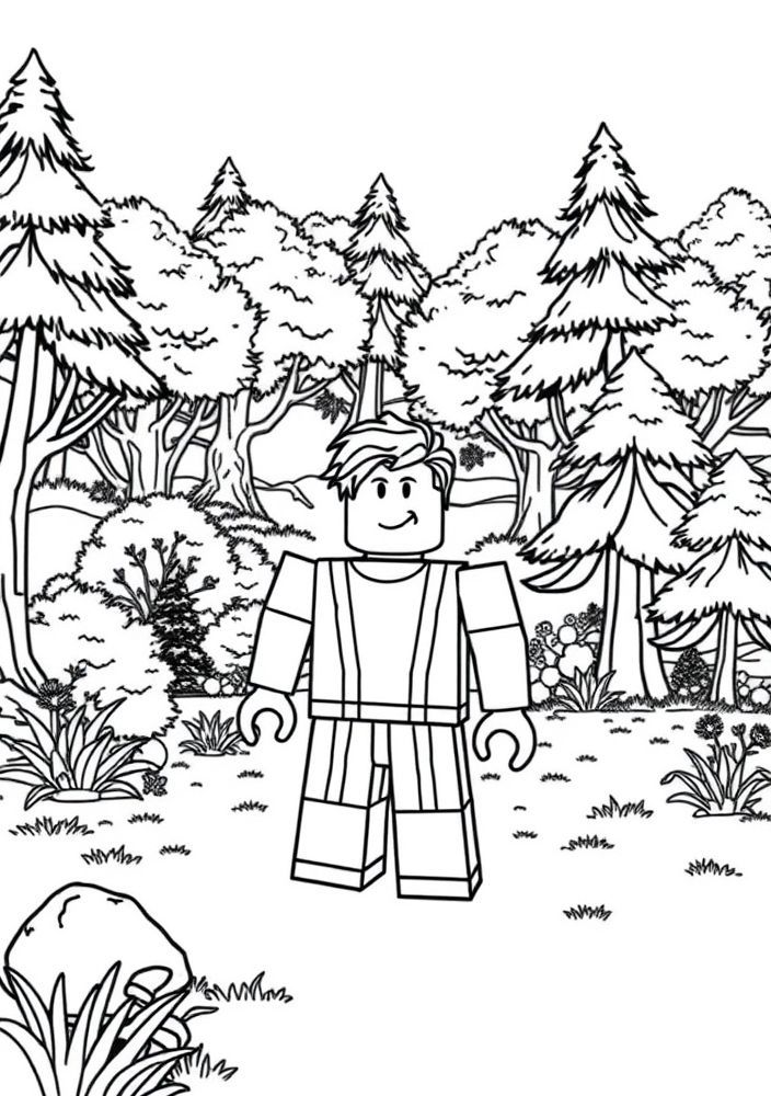 Desenho de um parque natural do Roblox para colorir