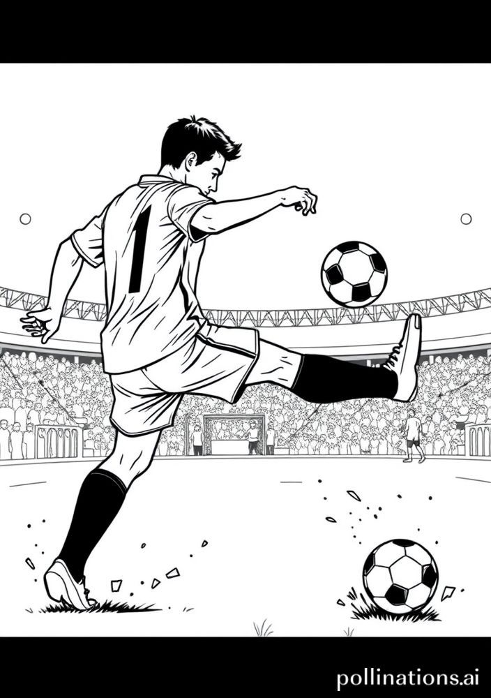 Desenho de um pênalti sendo cobrado para colorir