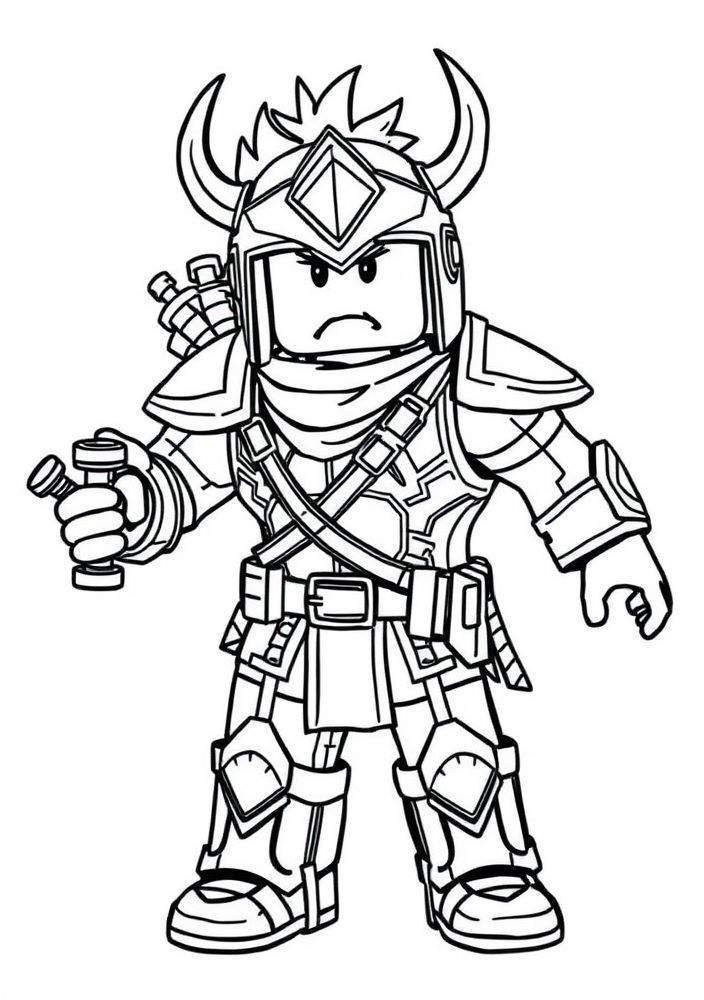 Desenho de um personagem guerreiro do Roblox para colorir