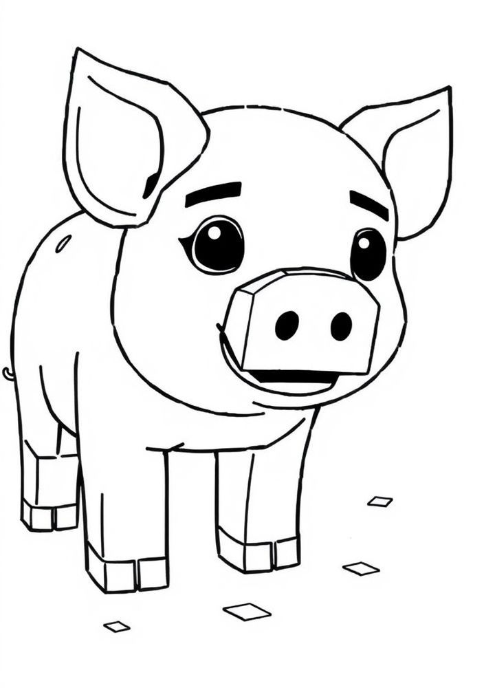 Desenho de um porco de Minecraft para colorir