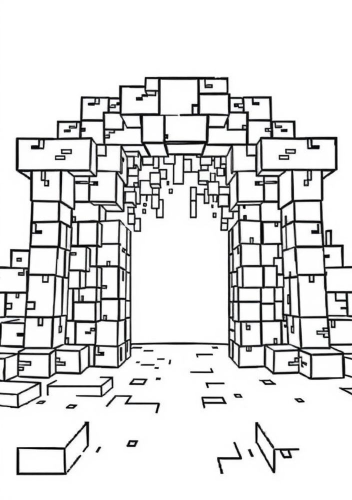 Desenho de um portal do Nether para colorir