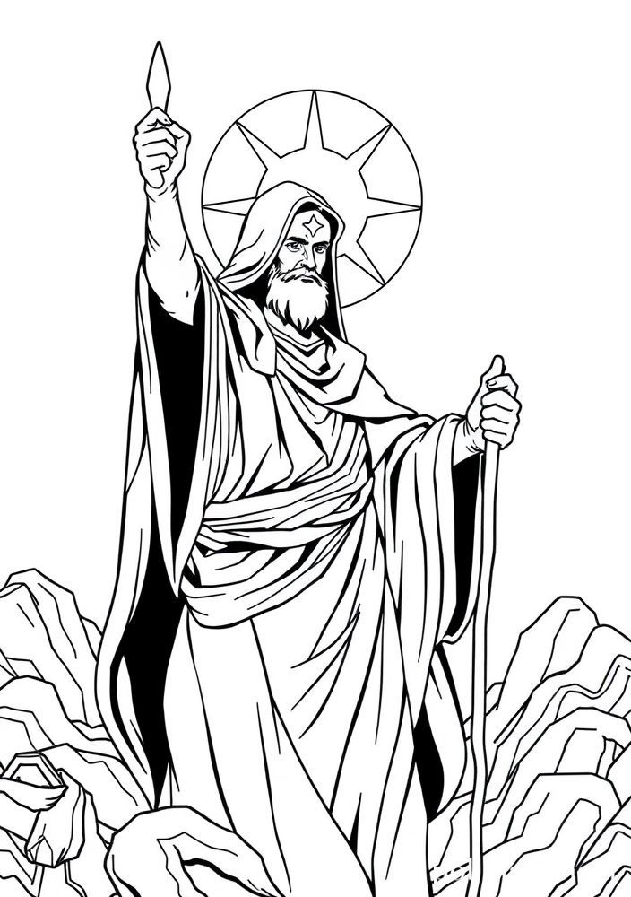 Desenho de um profeta com uma visão para colorir