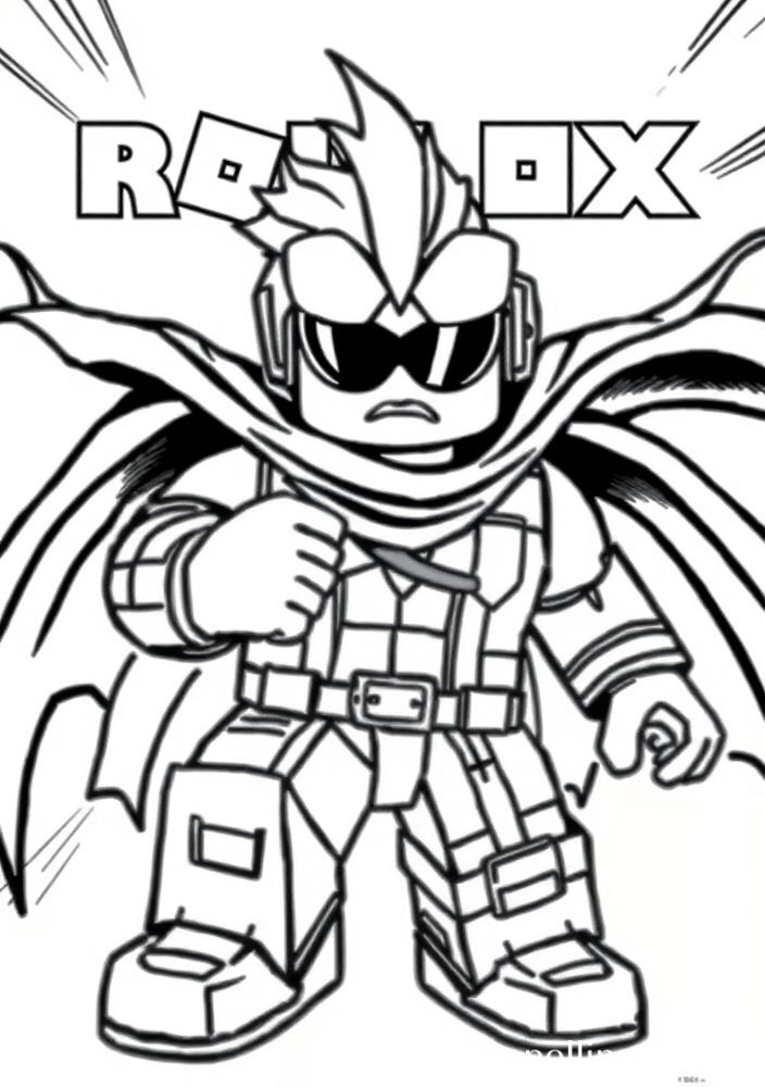 Desenho de um super-herói do Roblox para colorir