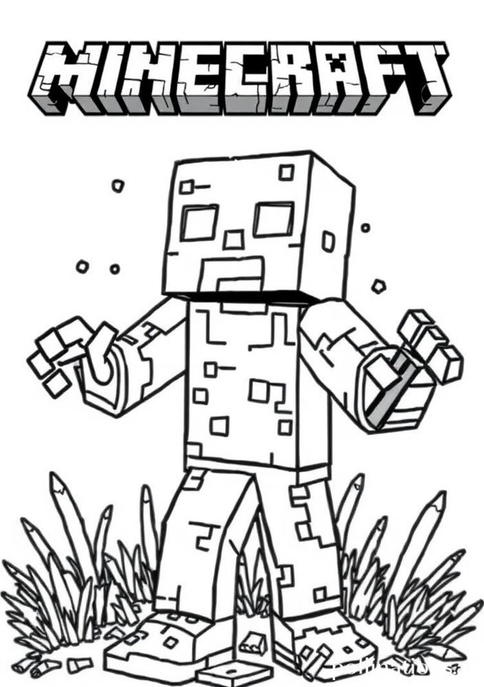 Desenho de um zumbi de Minecraft para colorir