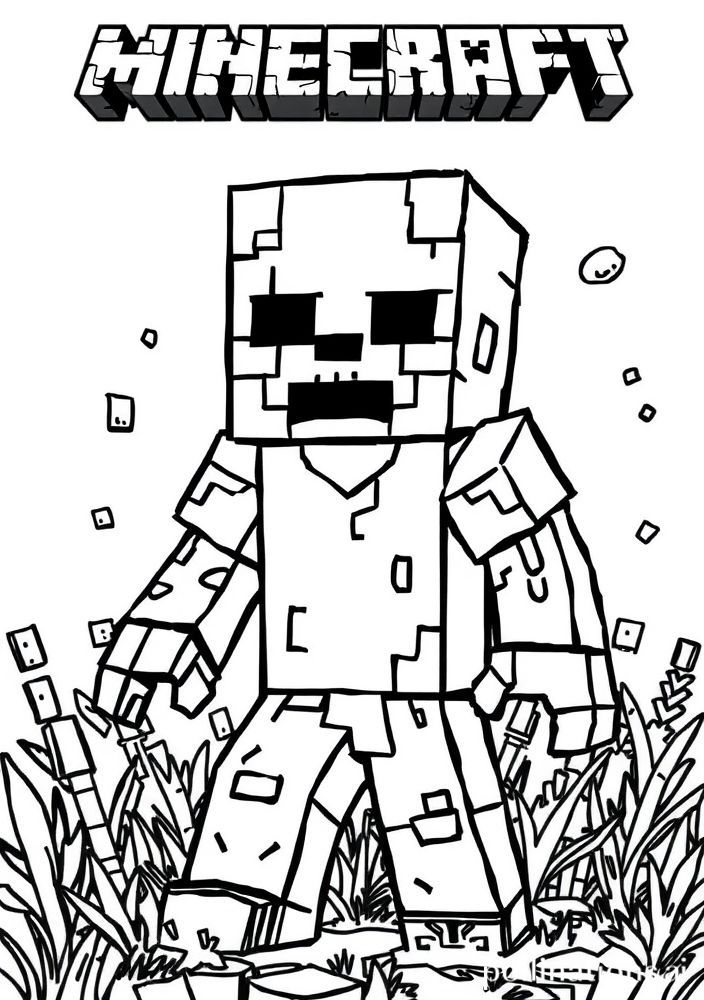 Desenho de um zumbi do Minecraft para colorir