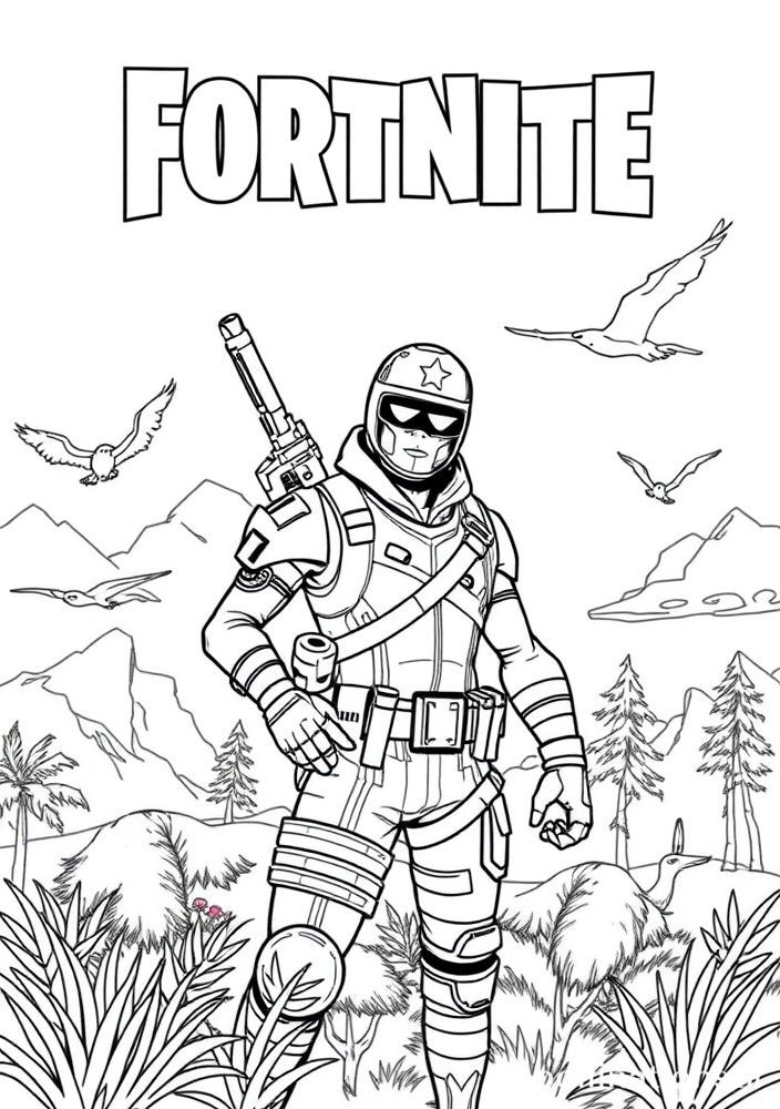 Desenho de uma Batalha Royale em Fortnite para colorir
