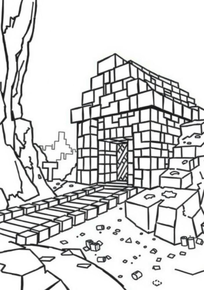 Desenho de uma Mina do Minecraft para colorir