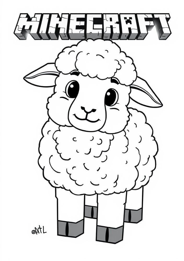 Desenho de uma Ovelha do Minecraft para colorir
