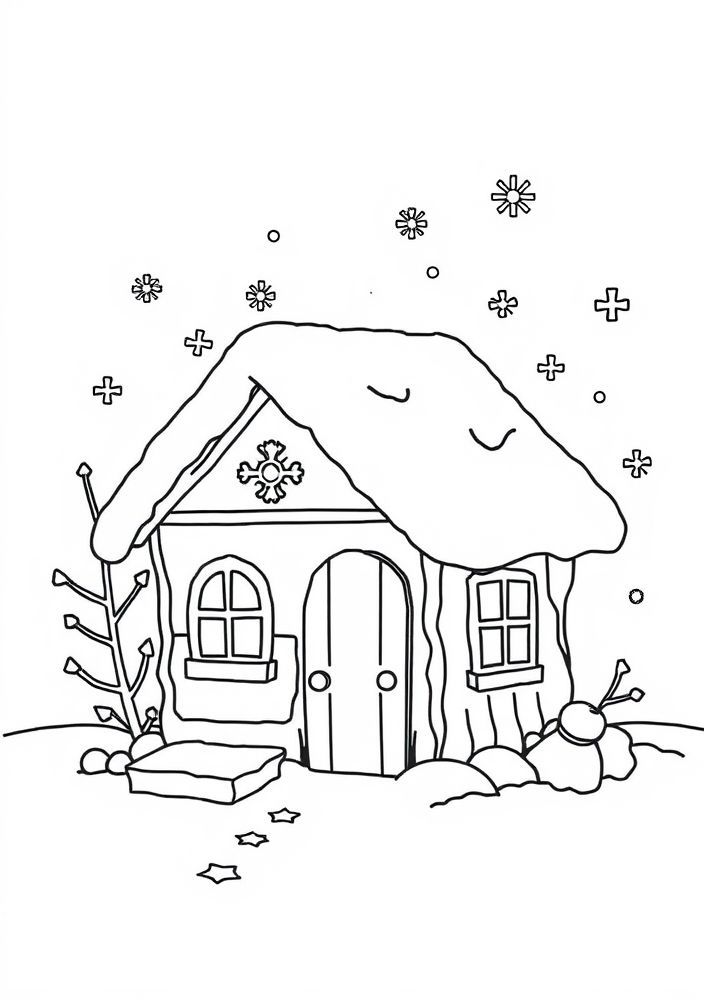 Desenho de uma casa de gelo para colorir
