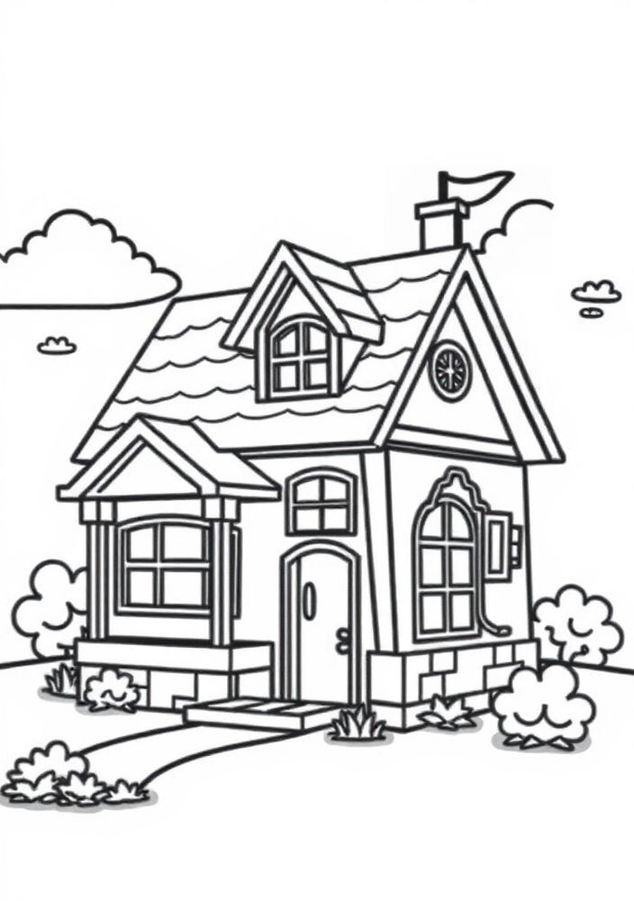 Desenho de uma casa do Roblox para colorir