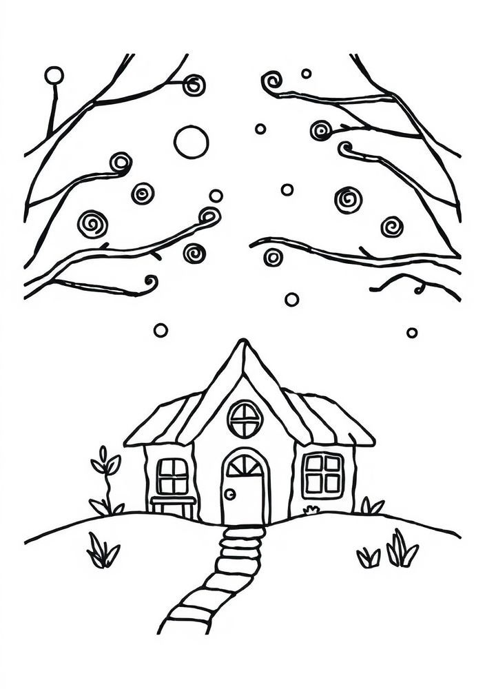 Desenho de uma casa subterrânea para colorir