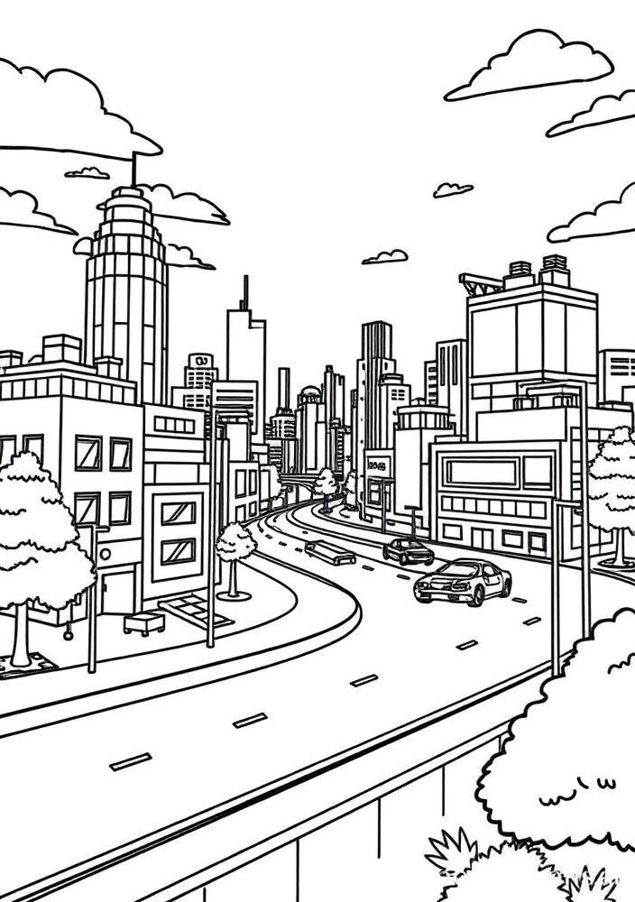 Desenho de uma cidade do Roblox para colorir