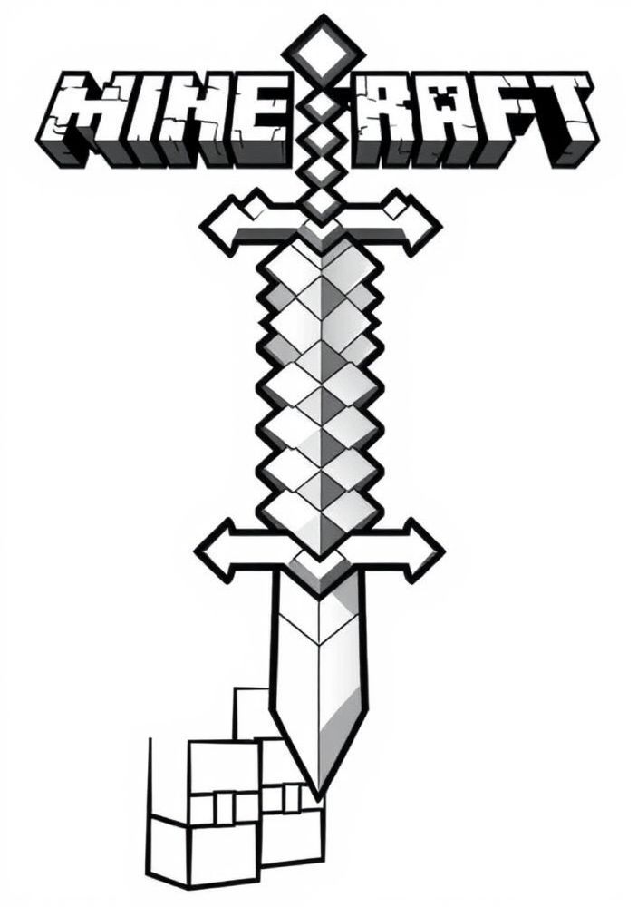 Desenho de uma espada de Minecraft para colorir