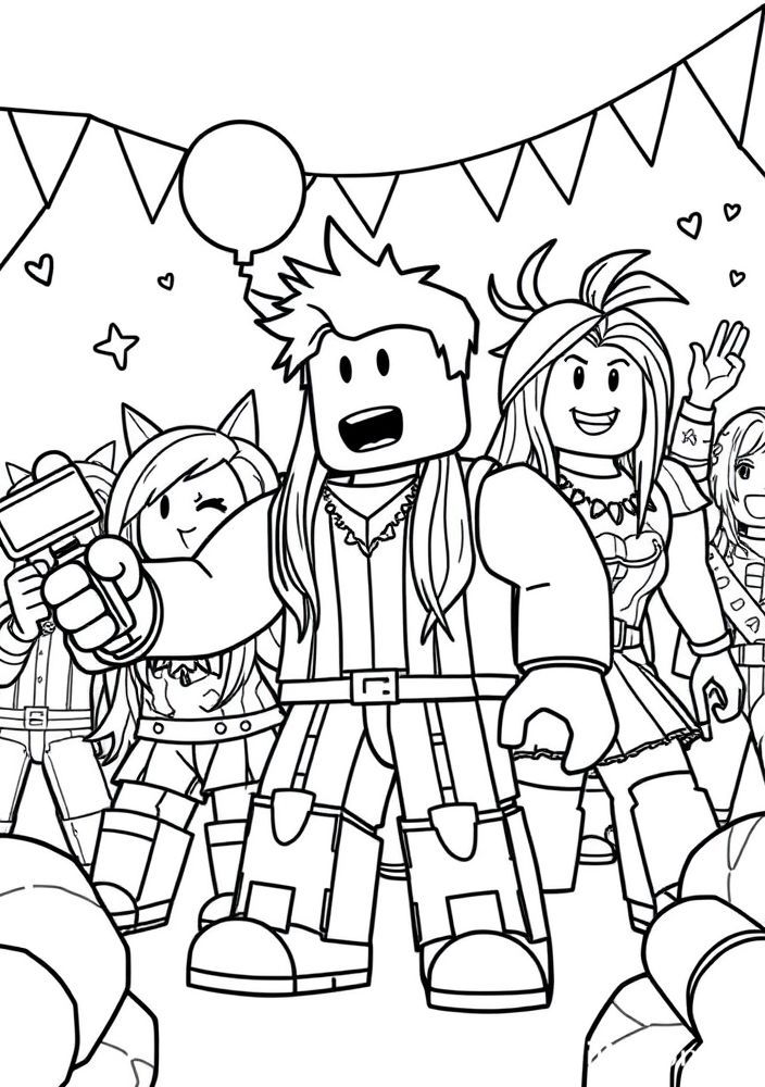 Desenho de uma festa do Roblox para colorir