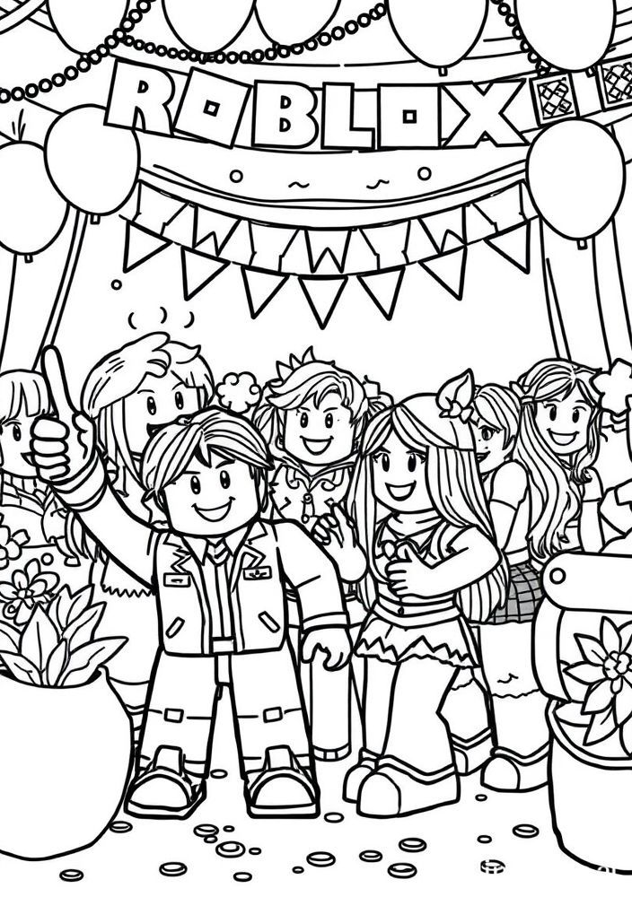 Desenho de uma festa no Roblox para colorir