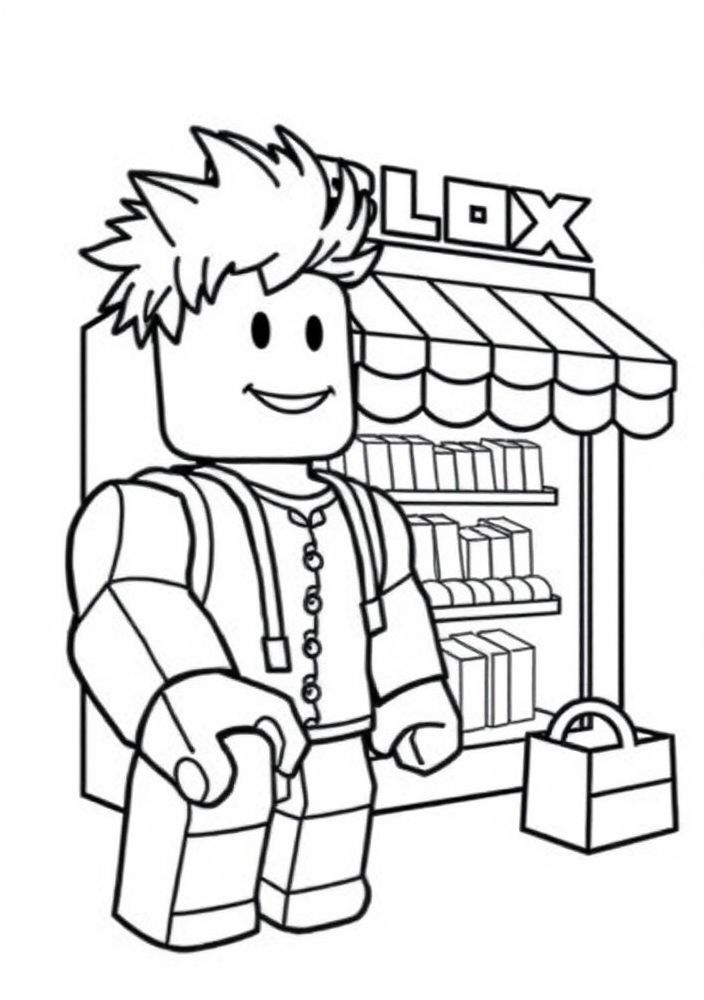 Desenho de uma loja do Roblox para colorir