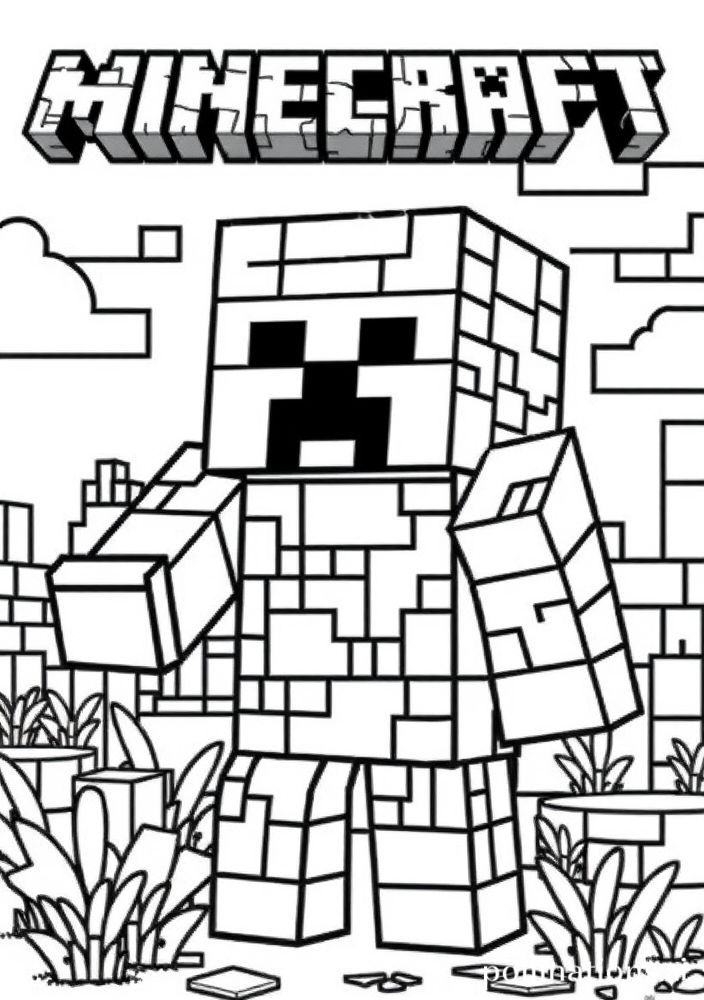 Desenho de uma mina do Minecraft para colorir