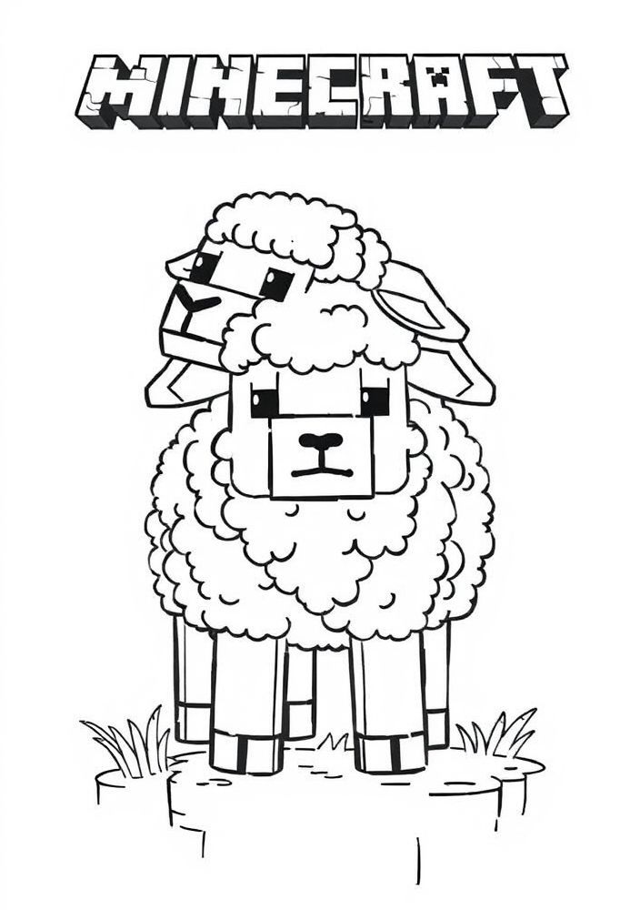 Desenho de uma ovelha de Minecraft para colorir