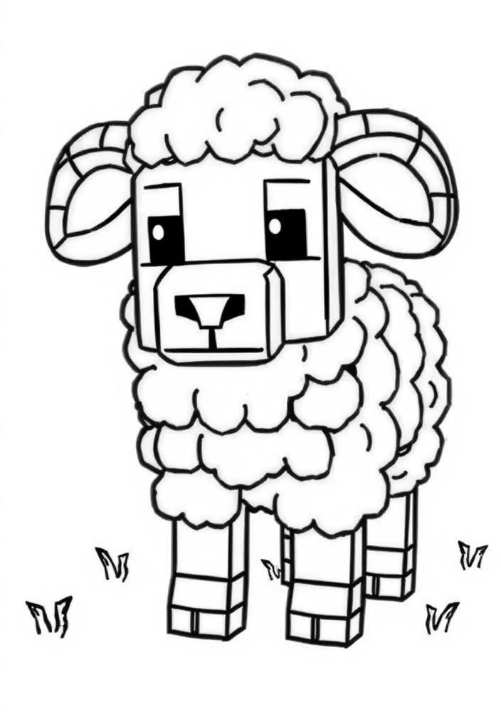 Desenho de uma ovelha do Minecraft para colorir