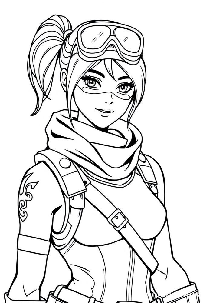 Desenho de uma skin feminina de Fortnite para colorir