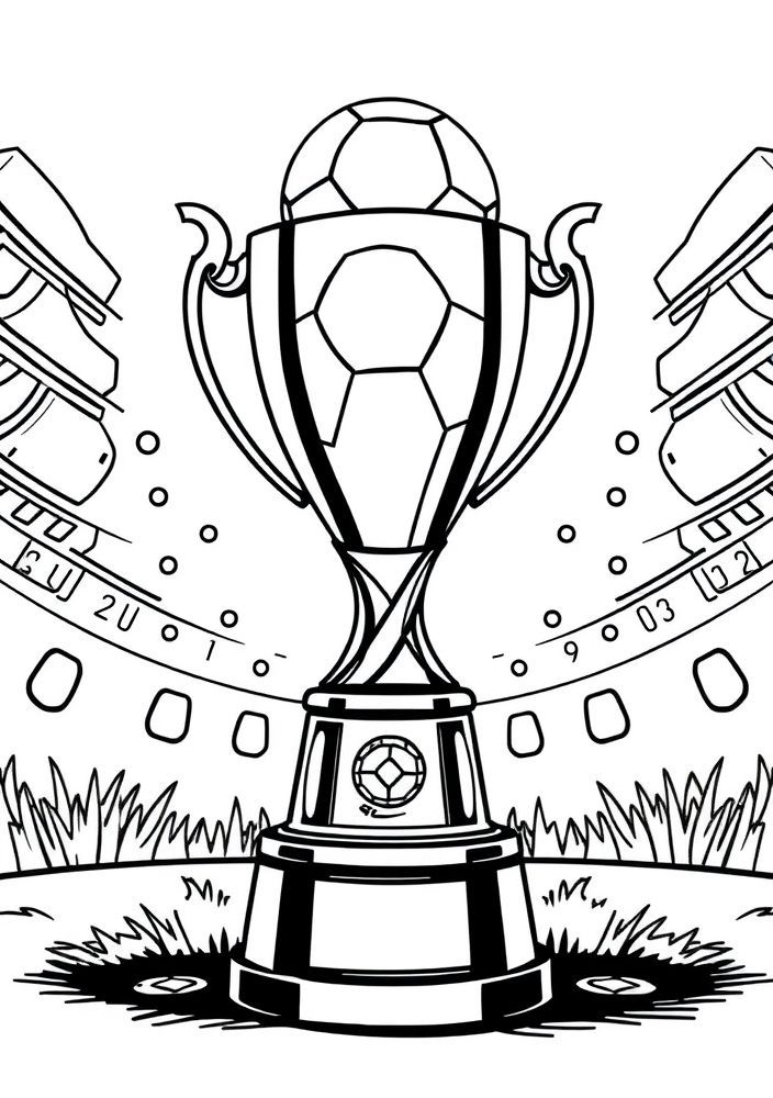 Desenho de uma taça de campeão de futebol para colorir