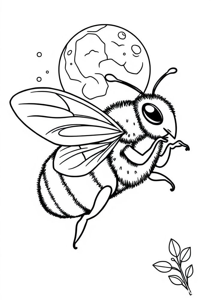 Desenho do Abelha dançando sob a lua para colorir