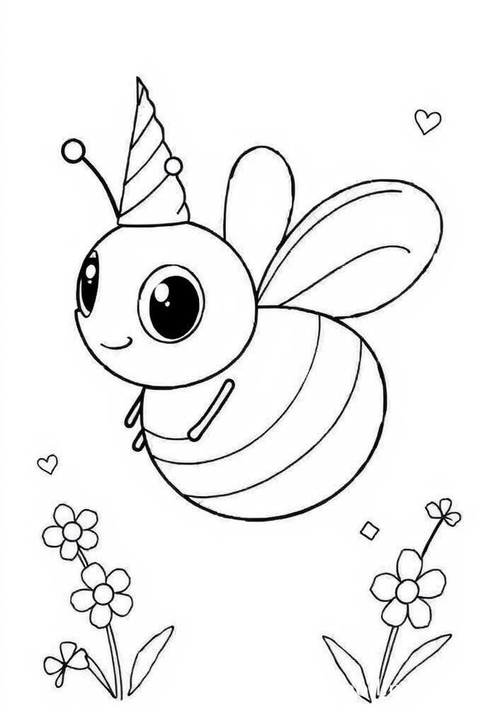 Desenho do Abelha em uma festa de aniversário para colorir
