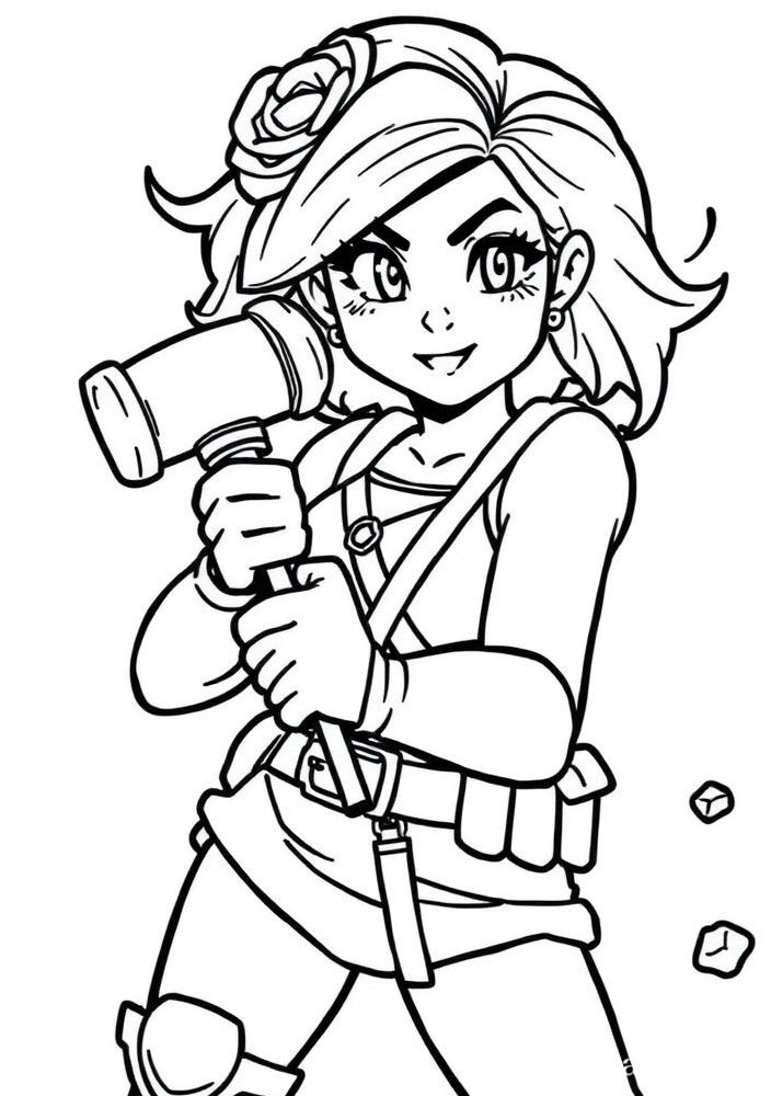 Desenho do Amy Rose com seu martelo para colorir