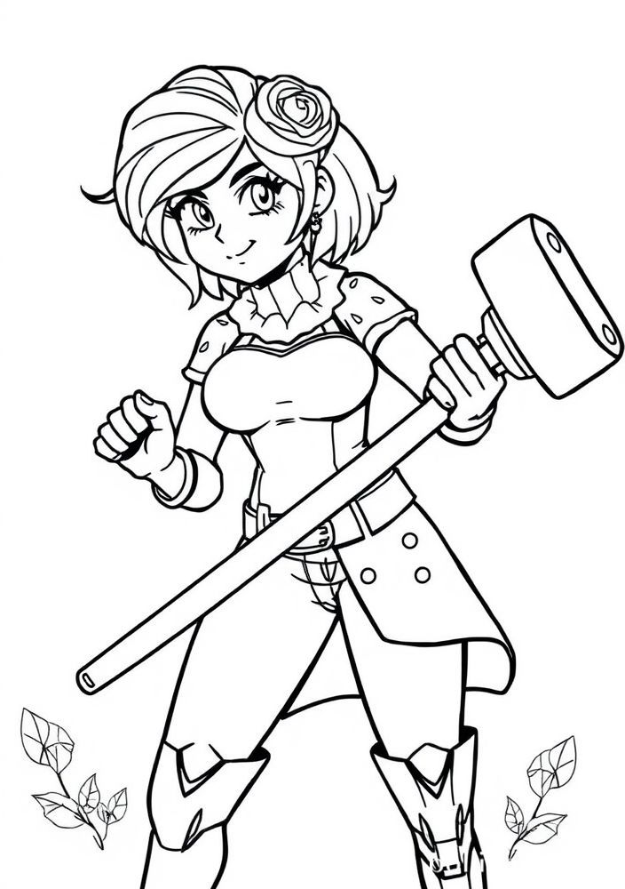 Desenho do Amy Rose com seu martelo para colorir