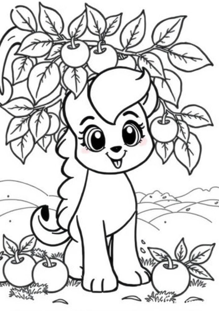 Desenho do Applejack no pomar para colorir