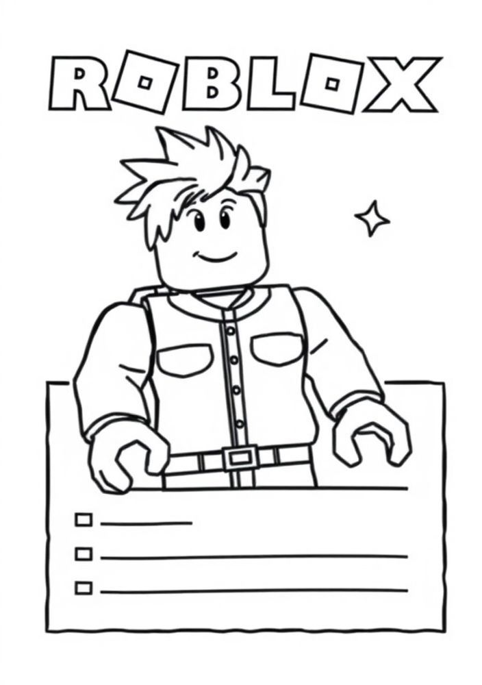 Desenho do Avatar Roblox em um Cartão Postal para colorir