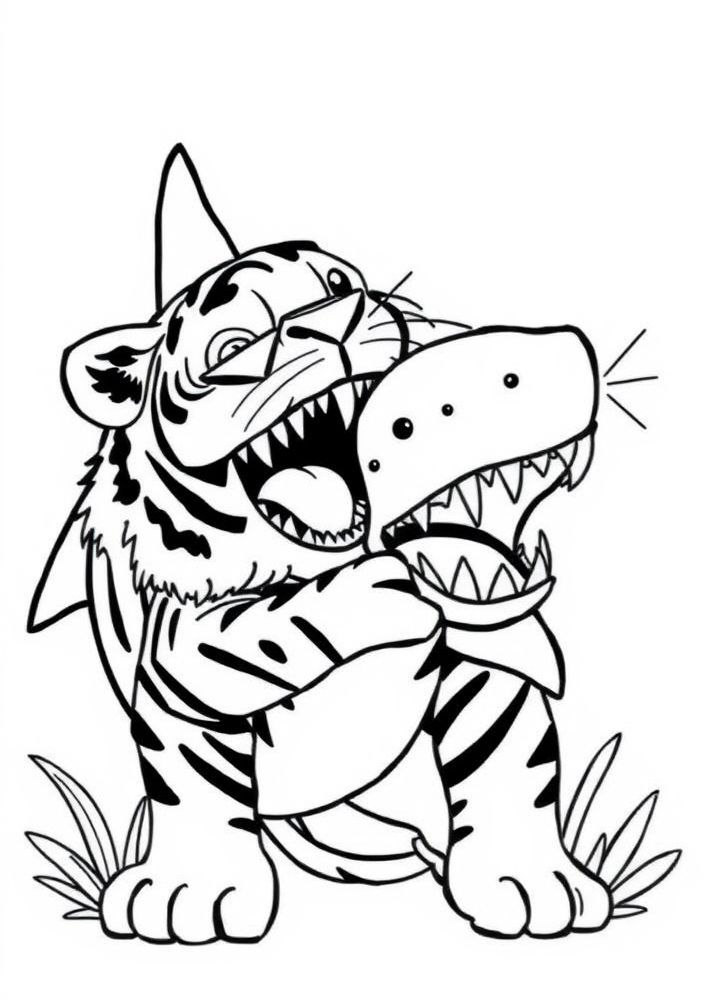 Desenho do Baby Shark com um dente de sabre para colorir