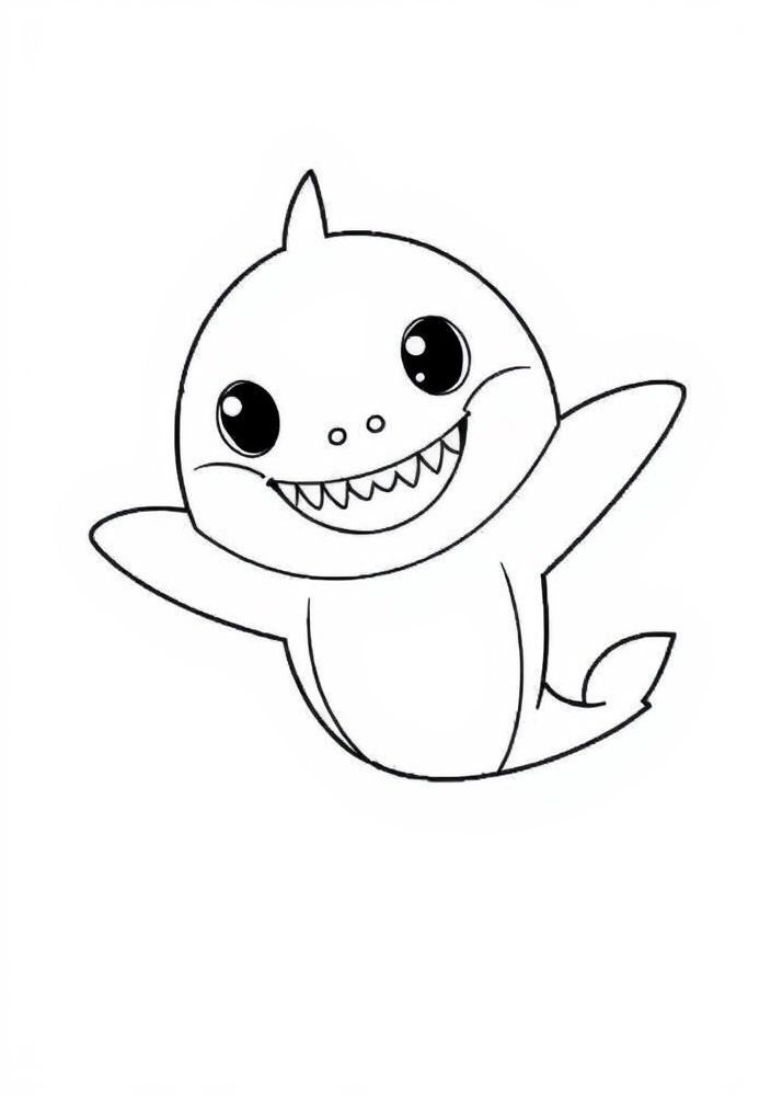 Desenho do Baby Shark dançando para colorir