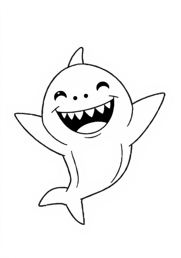 Desenho do Baby Shark dançando para colorir