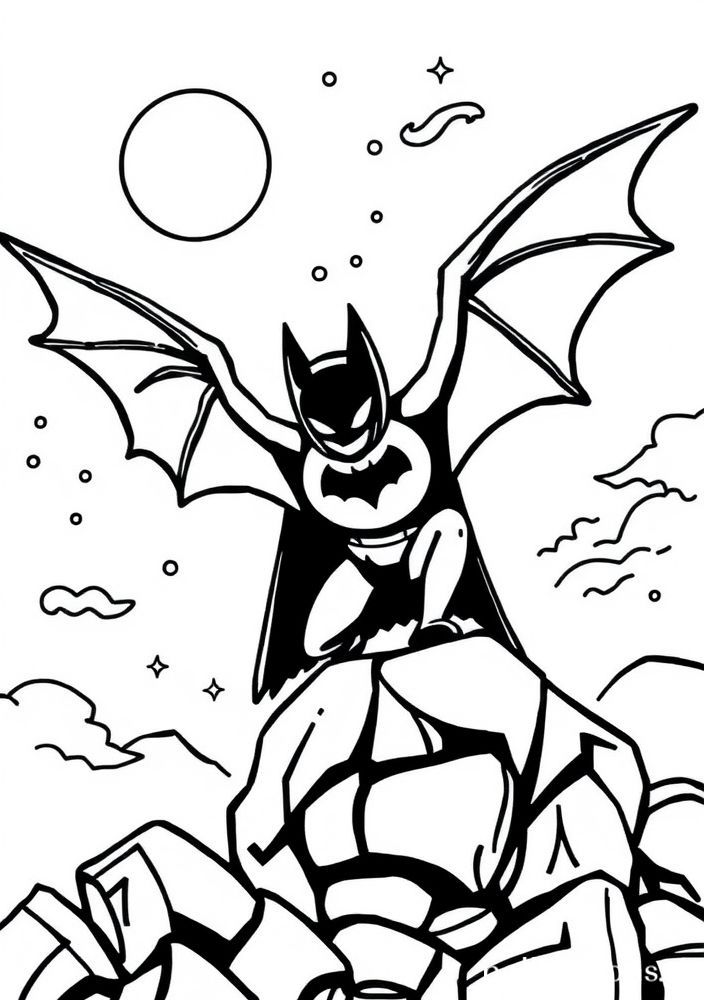 Desenho do Bat-Sinal no céu para colorir
