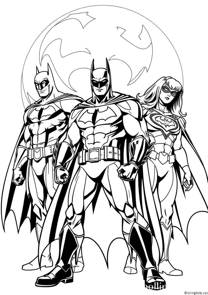 Desenho do Batman com a Liga da Justiça para colorir