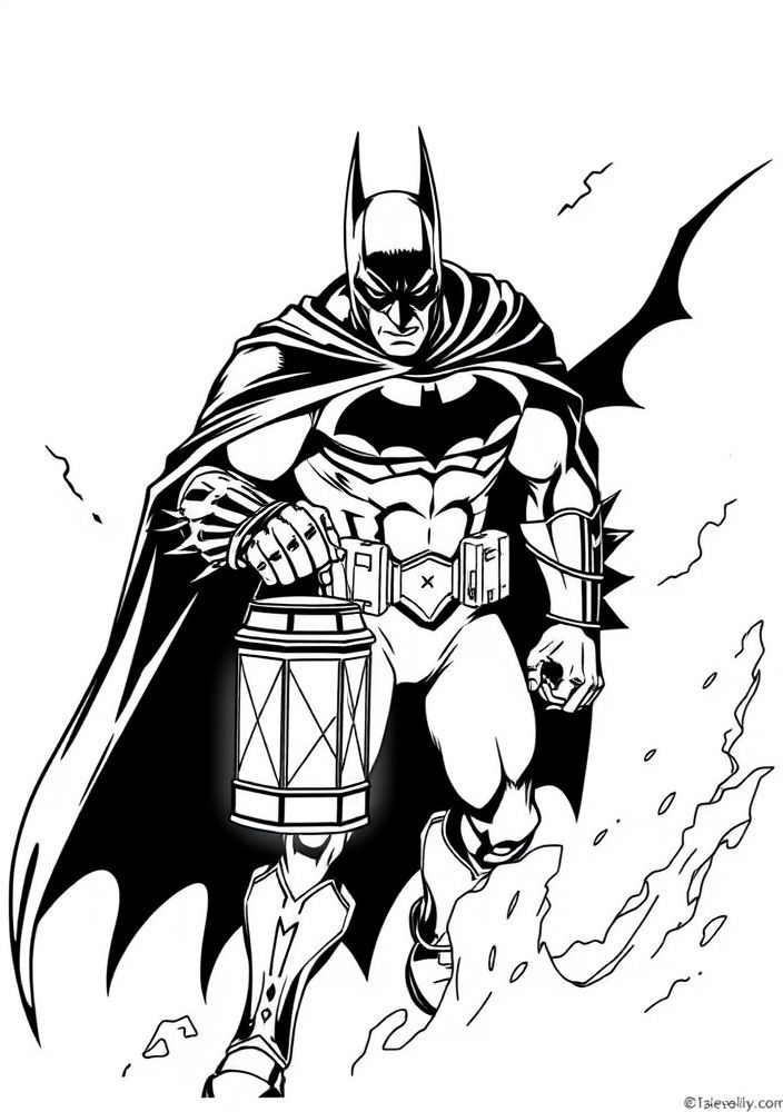 Desenho do Batman com a lanterna para colorir