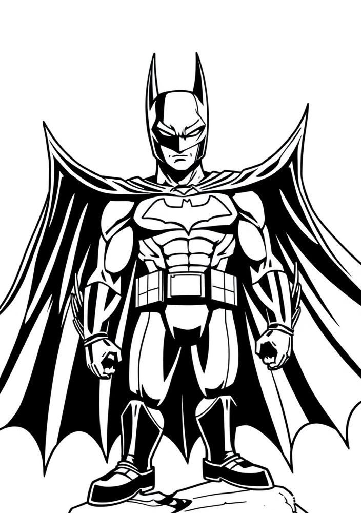 Desenho do Batman com as asas abertas para colorir