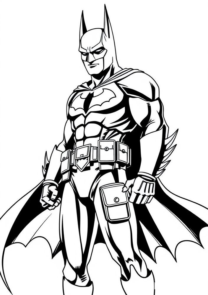 Desenho do Batman com seu cinto de utilitários para colorir